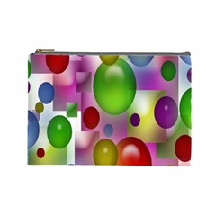 Colorful Bubbles Squares Background Cosmetic Bag (large) 