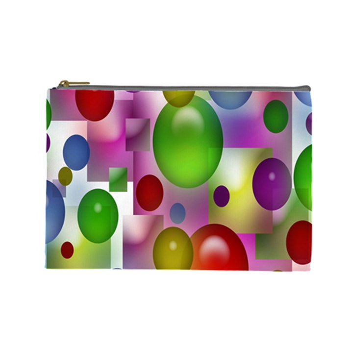 Colorful Bubbles Squares Background Cosmetic Bag (Large) 