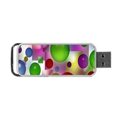 Colorful Bubbles Squares Background Portable Usb Flash (one Side) by Simbadda