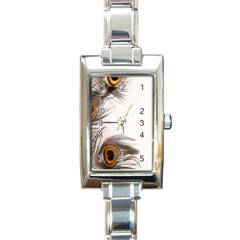 Peacock Feathery Background Rectangle Italian Charm Watch by Simbadda