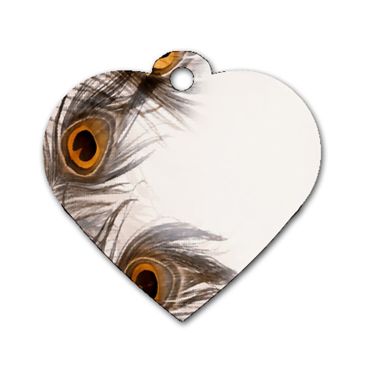 Peacock Feathery Background Dog Tag Heart (One Side)