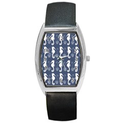 Seahorse And Shell Pattern Barrel Style Metal Watch by Simbadda