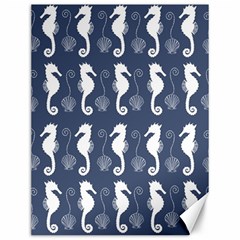 Seahorse And Shell Pattern Canvas 12  X 16   by Simbadda