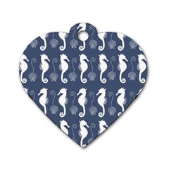 Seahorse And Shell Pattern Dog Tag Heart (one Side) by Simbadda