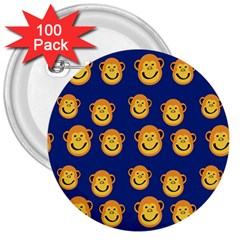 Monkeys Seamless Pattern 3  Buttons (100 Pack)  by Simbadda