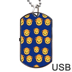 Monkeys Seamless Pattern Dog Tag Usb Flash (two Sides) by Simbadda