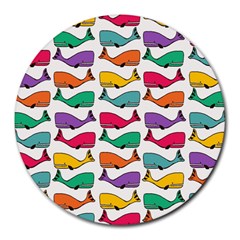 Small Rainbow Whales Round Mousepads by Simbadda