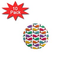 Small Rainbow Whales 1  Mini Magnet (10 Pack) 