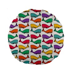 Small Rainbow Whales Standard 15  Premium Flano Round Cushions by Simbadda