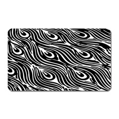 Digitally Created Peacock Feather Pattern In Black And White Magnet (rectangular) by Simbadda