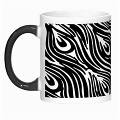 Digitally Created Peacock Feather Pattern In Black And White Morph Mugs by Simbadda