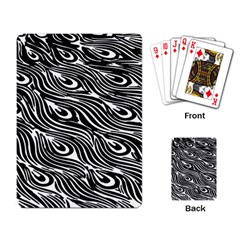 Digitally Created Peacock Feather Pattern In Black And White Playing Card by Simbadda