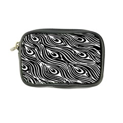 Digitally Created Peacock Feather Pattern In Black And White Coin Purse by Simbadda