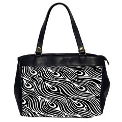 Digitally Created Peacock Feather Pattern In Black And White Office Handbags (2 Sides)  by Simbadda