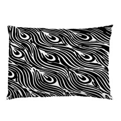 Digitally Created Peacock Feather Pattern In Black And White Pillow Case (two Sides) by Simbadda