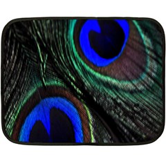 Peacock Feather Double Sided Fleece Blanket (mini)  by Simbadda