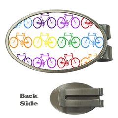 Rainbow Colors Bright Colorful Bicycles Wallpaper Background Money Clips (oval)  by Simbadda