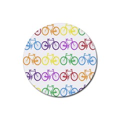 Rainbow Colors Bright Colorful Bicycles Wallpaper Background Rubber Coaster (round) 