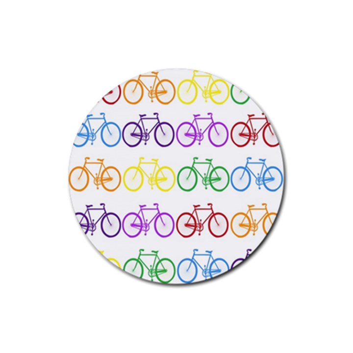 Rainbow Colors Bright Colorful Bicycles Wallpaper Background Rubber Coaster (Round) 