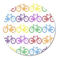 Rainbow Colors Bright Colorful Bicycles Wallpaper Background Magnet 5  (round)