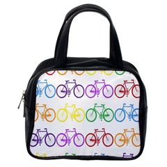 Rainbow Colors Bright Colorful Bicycles Wallpaper Background Classic Handbags (one Side) by Simbadda