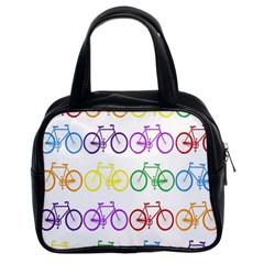 Rainbow Colors Bright Colorful Bicycles Wallpaper Background Classic Handbags (2 Sides) by Simbadda