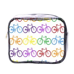 Rainbow Colors Bright Colorful Bicycles Wallpaper Background Mini Toiletries Bags by Simbadda