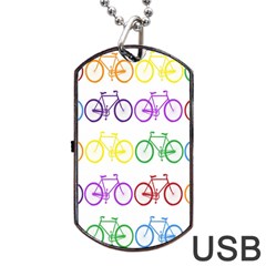 Rainbow Colors Bright Colorful Bicycles Wallpaper Background Dog Tag Usb Flash (one Side) by Simbadda