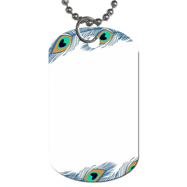 Beautiful Frame Made Up Of Blue Peacock Feathers Dog Tag (One Side)