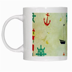 Vintage Seamless Nautical Wallpaper Pattern White Mugs by Simbadda