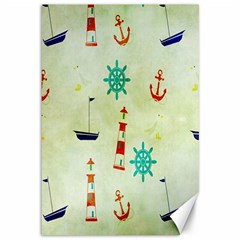 Vintage Seamless Nautical Wallpaper Pattern Canvas 12  X 18   by Simbadda