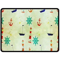 Vintage Seamless Nautical Wallpaper Pattern Fleece Blanket (large)  by Simbadda