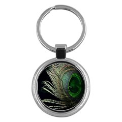 Feather Peacock Drops Green Key Chains (round)  by Simbadda