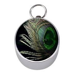 Feather Peacock Drops Green Mini Silver Compasses by Simbadda