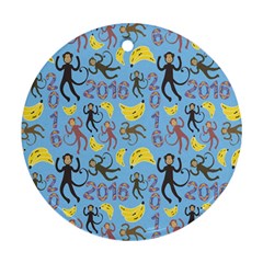 Cute Monkeys Seamless Pattern Ornament (round) by Simbadda