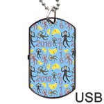 Cute Monkeys Seamless Pattern Dog Tag USB Flash (Two Sides) Front