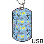 Cute Monkeys Seamless Pattern Dog Tag USB Flash (Two Sides) Back