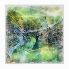 Digitally Painted Abstract Style Watercolour Painting Of A Peacock Medium Glasses Cloth (2-side) by Simbadda