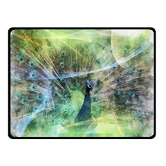 Digitally Painted Abstract Style Watercolour Painting Of A Peacock Double Sided Fleece Blanket (small)  by Simbadda