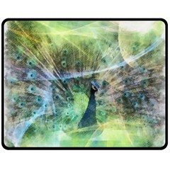 Digitally Painted Abstract Style Watercolour Painting Of A Peacock Double Sided Fleece Blanket (medium)  by Simbadda