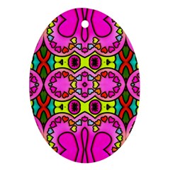 Love Hearths Colourful Abstract Background Design Ornament (oval) by Simbadda