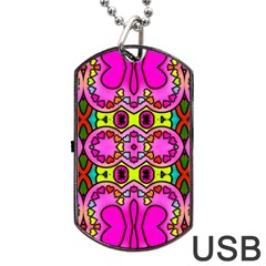 Love Hearths Colourful Abstract Background Design Dog Tag Usb Flash (one Side) by Simbadda