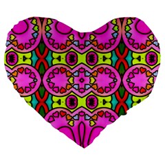 Love Hearths Colourful Abstract Background Design Large 19  Premium Heart Shape Cushions by Simbadda