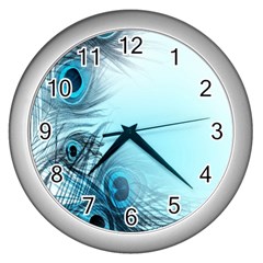 Feathery Background Wall Clocks (silver) 