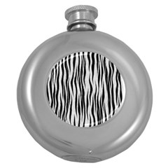 Black White Seamless Fur Pattern Round Hip Flask (5 Oz) by Simbadda