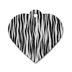 Black White Seamless Fur Pattern Dog Tag Heart (one Side) by Simbadda