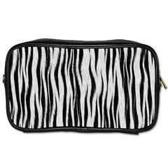 Black White Seamless Fur Pattern Toiletries Bags by Simbadda