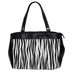 Black White Seamless Fur Pattern Office Handbags (2 Sides)  by Simbadda