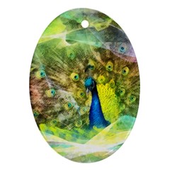 Peacock Digital Painting Oval Ornament (two Sides) by Simbadda