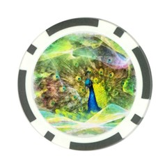 Peacock Digital Painting Poker Chip Card Guard by Simbadda